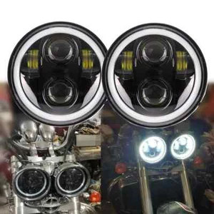 5.75" LED Headlight Hi/Lo Beam Projector 2x Fit For Indian Scout Bobber Rocket 3 - Picture 1 of 11