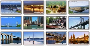 FRIDGE MAGNET - WORLD BRIDGES - (Various Designs) -- Large Tourist - Picture 1 of 14