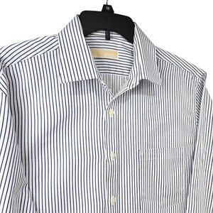 Camicia elegante uomo Michael Kors taglia 34 Oxford a righe con bottoni manica lunga - Foto 1 di 10