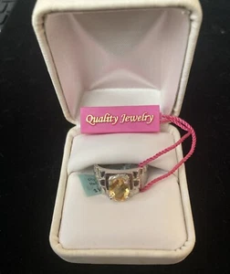 Ring With 1.70ctw Genuine Citrine Beautifully Crafted in 925 Silver Size 9 - Picture 1 of 3