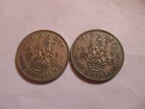 ENGLISH SHILLINGS 1951 GEORGE V1 CIRCULATED TWO  SCOTTISH NICE COINS