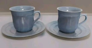 Vintage Stoneware Tea Coffee Cup Mug and Saucer - JAPAN, Set of 2 Blue Beautiful - Picture 1 of 22