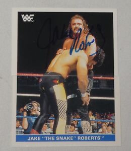 Jake The Snake Roberts Signed 1991 WWF Euroflash Superstars Sticker Card 135 WWE