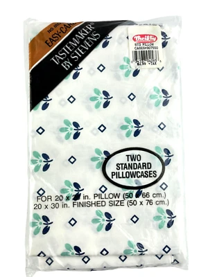 Stevens Tastemaker  Pillow Cases Pair of Standard Size Percale Blue Floral - Image 1 of 4