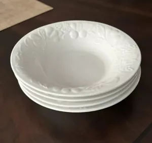Set of 4 Gibson 8” Embossed Raised Fruit White Coupe Soup Bowl - Picture 1 of 5
