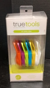 TrueTools Multi Colored Wine Glass Holder Plate Clips Set of 6 New In Box - Picture 1 of 3