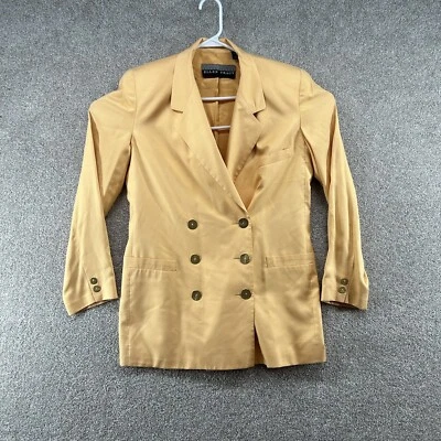 Blazer Linda Allard Ellen Tracy para mujer talla 6 amarillo anaranjado seda manga larga Foto 1 de 4