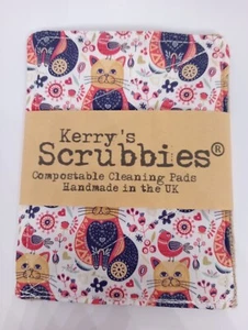 Kerry's Scrubbies: Kompostierbarer Schwamm/Reinigungspads - Folky Cat Design - Bild 1 von 5