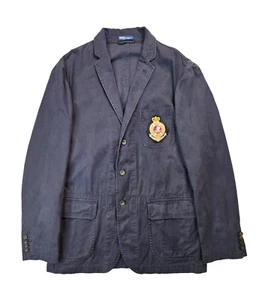 Polo Ralph Lauren Vintage Navy Blue Bleeker Cruising Club Sport Coat Blazer 46 M - Picture 1 of 8