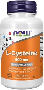 Now Foods L-CYSTEINE 500mg 100 tabs w/ Vitamin C - HEALTHY SKIN, HAIR & NAILS