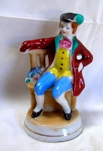 Vintage Porcelain Victorian Figurine-Occupied Japan-Hand painted-Man on Bench-4" - Picture 1 of 3