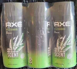 3 Pack Axe Deodorant Body Spray WILD BAMBOO 48 Hours 4 oz ALUMINUM FREE - Picture 1 of 2