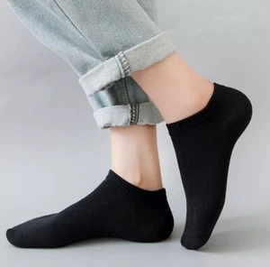 Lot Of 4 Pairs Womens Ankle Socks Black Cotton Crew Socks Low Cut Invisible NEW - Picture 1 of 4