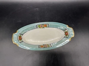 Vtg Noritake Hand Painted Teal/ Green Blue/ Seafoam Luster Ware Celery Dish - Picture 1 of 8