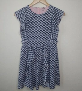 Vestito bambina Kidpik con volant taglia L 12 nero rosa blu geometrico foderato senza maniche - Foto 1 di 12