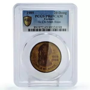 Vietnam 20 dong 100th Anniversary Birth of Ho Chi Minh PR65 PCGS brass coin 1989 - Picture 1 of 2