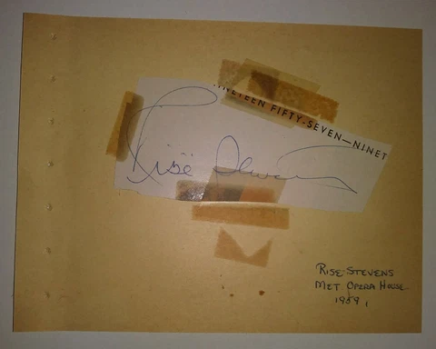 RISE STEVENS OPERA SINGER SIGNED ALBUM PAGE Cover