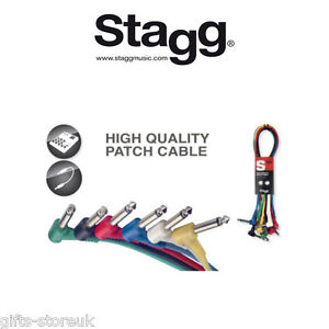 Stagg Pack of 6 Multi Coloured 1/4" Jack Patch Cables 15cm 6" Long SPC015LE New