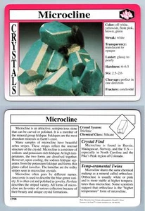 Microcline #15.06 - Crystals - Treasures Of The Earth Grolier Card - Picture 1 of 1