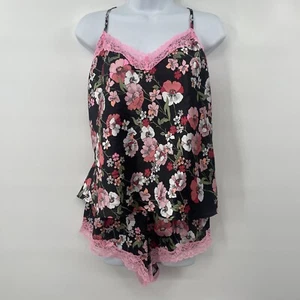 Juego de Cami Satinada SECRET TREASURES Floral Negra Talla Grande - Imagen 1 de 13