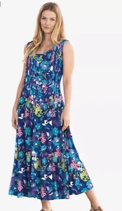 WOMAN WITHIN Pin Tuck 12 Small Petite Sleeveless, Maxi Dress nwt (0933) - Picture 1 of 8