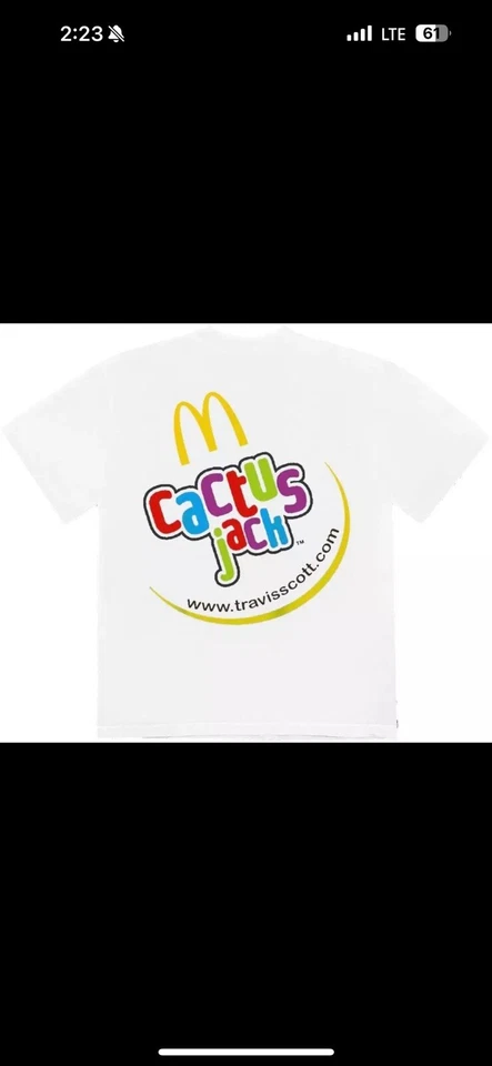 Travis Scott McDonald's Cactus Jack CJ Smile Multicolor Logo T-shirt White Large - Image 1 of 1