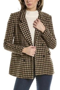 Chaqueta Blazer Blank NYC Pata de Gallo Talla XS Negra Tostada Lana Elegante Doble Pecho - Imagen 1 de 6