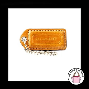 2" VINTAGE COACH Saddle Brown Leather Nickel Key Fob Bag Charm Keychain Hang Tag - Picture 1 of 1