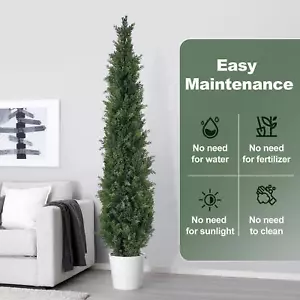 2 Pack 5' Artificial Cedar Topiary Tree Faux Plant UV Decor In/Outdoor - Picture 1 of 10