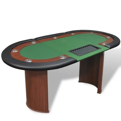 Tavolo Da Poker Verde 10 Giocatori Postazione Dealer Vassoio Chip Gambe vidaXL - Immagine 1 di 2