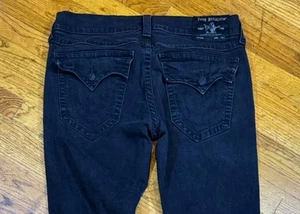 True Religion Men’s Jeans Rocco Skinny All Black Denim  Flap Pocket Size 36 - Picture 1 of 13