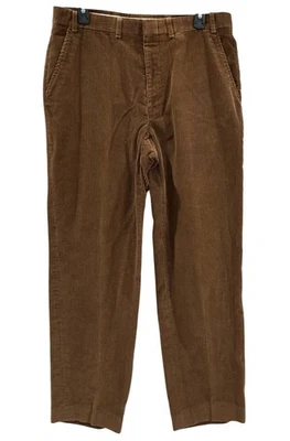 Vtg Corduroy Pants Mens 34x29 Brown Baggy Flat Front Preppy Old Money Academia - Image 1 of 4