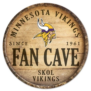 Minnesota Vikings Sign Wood 14 Inch Round Barrel Top Design - Picture 1 of 1