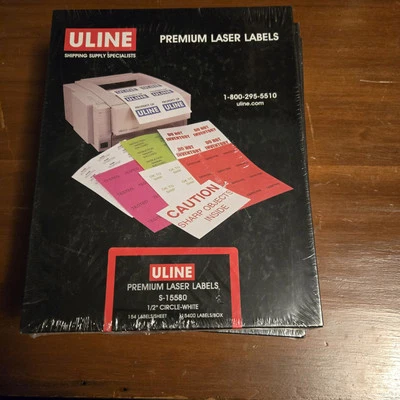 Uline S-15580 - 15400 1/2 inch circle Premium White Laser Labels - 100 sheets - Image 1 of 3