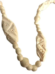 Vintage Hand Carved Bovine Nagaland Necklace Folk Art Nepal - Bild 1 von 11
