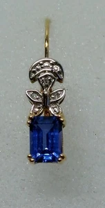Orecchino singolo in oro giallo 10 kt con accenti originali e diamanti testati LGL - Foto 1 di 6