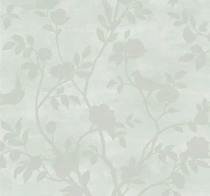 Laura Ashley Wallpaper Eglantine Silhouette Eau De Nil 113373 Batch 101 Birds - Picture 1 of 10