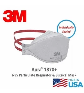 3M Aura 1870+ 20 Mascherine Protettive Viso Omologate NIOSH N95 Respiratore Particolato - Foto 1 di 3