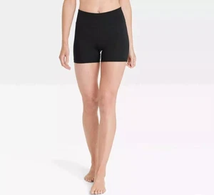 All in Motion Black Brushed Sculpt High Rise Black 10" Bike Shorts Pocket - Picture 1 of 9