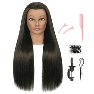 LECIPO 30 Pollici Marrone 80% Capelli Umani Manichino Testa con Supporto per Parrucchiere... - Foto 1 di 4