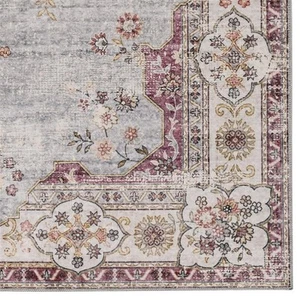Linon Washable Leo Polyester 2'x8' Rug in Blue - Picture 1 of 16