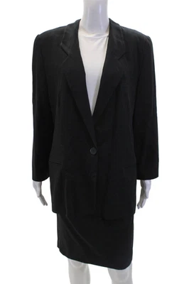 Terno saia Giorgio Armani feminino manga comprida forrado duas peças preto tamanho 10 - Imagem 1 de 4