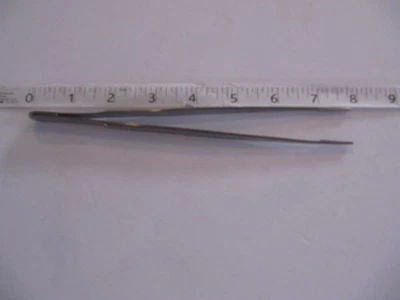 Pinças/pinças de ponta serrilhada alemã de aço inoxidável 8" reta boa! {bin 23} - Imagem 1 de 3