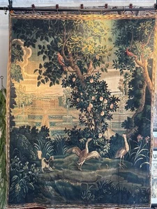 Wonderful Antique Style Flemish Verdure Tapestry Green Renaissance Neoclassical - Picture 1 of 21