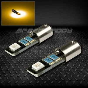 PAIR 2SMD 2 5050 SMD LED T10 BA9S/T4W CANBUS AMBER INTERIOR DOME 12V LIGHT BULB - Picture 1 of 1