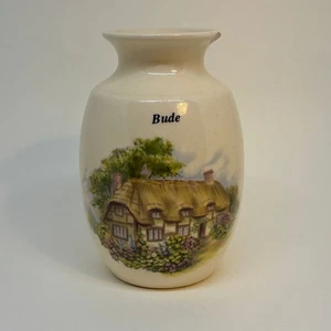 Vintage Greenfield Pottery Vase Souvenir of BUDE - Picture 1 of 4