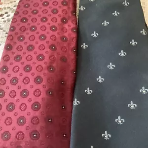 2 VINTAGE 1990'S TIE NAVY FLEUR DE LIS & BURGUNDY GIVENCHY GENTLEMEN PARIS SILK - Picture 1 of 8