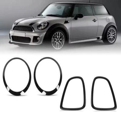 Mini R56 R57 R58 R59 Cooper One S JCW nero lucido luce surround ricambio 4 pezzi - Immagine 1 di 4