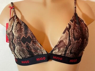 XL HUGO Boss Swim Exotika Triangle PADDED Bikini Top Snake Print LOGO Women's - Image 1 of 4