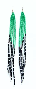 Long green earrings handmade seed bead womens boho style jewelry - Picture 1 of 7